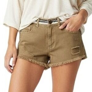 PS Erin Wasson Khaki Fringe Distressed Cotton Pants Womens Casual Style Denim 28